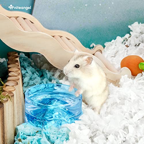 Niteangel Hamster Feeding & Water Bowl- 50ml Capacity & No Wet Fur for Pet | Chew Proof - Mount Fuji Series Glass Drinking Bowls for Dwarf Syrian Hamsters Gerbils Mice Rats or Other Similar-Sized Pets