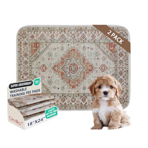Washable Pee Pads, Super Absorbent Puppy Pads, 2 Pack 18"x24" | Reusable Dog Training Pads, Leakproof With Waterproof Non-Slip Backing For Crates, Floors, Indoor Potty & Furniture - color: Beige Medallion, size: 18"*24"(Pack of 2)