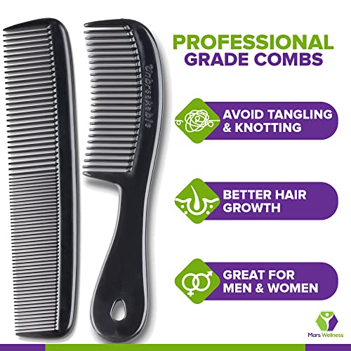 MARS Wellness 4 Piece Professional Comb Set Black BULK 20 Pack - USA MADE - Fine Pro Tail, Dresser Hair Comb Styling Comb - for Men Women - Parting Teasing and Styling - color: Black, size: 4 Count (Pack of 20)
