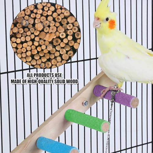 Bird Perch,1PC Wooden Parrot Stand Perch,Bird Ladder Bridge Climbing Chewing Toys for Small Medium Animals (4 Ladders) - color: 4 Ladders