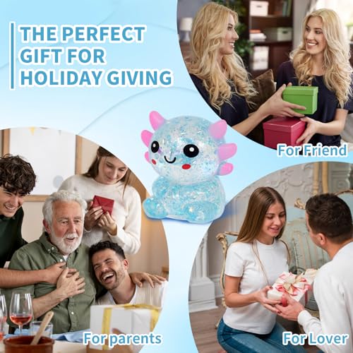 Blue Axolotl Squeeze Toy Portable Slow Rise Stress ADHD Autism | Non-toxic TPR material Slow rebound feel eases anxiety Adult office stress relief Quiet & non-disruptive. - color: Single Blue Sitting Axolotl