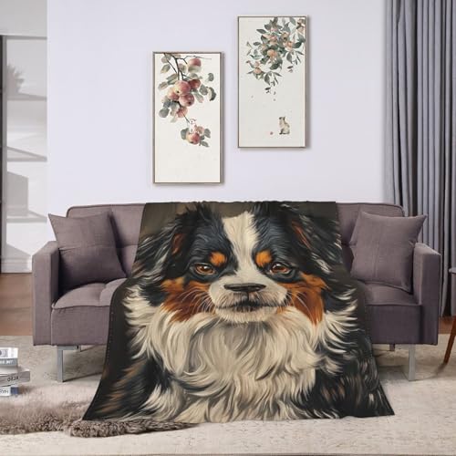 Australian Shepherd Blanket Gifts for Women Girls Kids Dog Lovers, Puppy Flannel Blankets, Warm Cozy Soft Throw for Bedroom, Camping, Couch, Decor 60x80 in - color: Australian Shepherd, size: 60"x80"