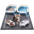 Sliner 7 Pcs Kitten Litter Box Starter Kit, 2 Plastic Small Kitty Litter Box Training Low Entry with Scoop, 2 Double Cat Bowl and Mat for Kitten Indoor(Blue) - color: Blue