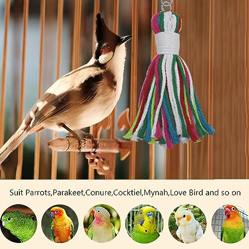 ASOCEA Bird Parrot Rope Chew Toy,Hanging Chew for Cockatiel Macaw | Cotton rope toy clips into any cage so cockatiels and parrots can chew and preen safely, reducing boredom