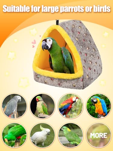 MEWTOGO Large Winter Warm Bird Nest House with Support Board for Cage | Comfortable Bird Bed with Mat, Hanging Hammock Hut Gift, for Macaws African Grey Amazon Parrots, 9"D x 9"W x 10.4"H - size: Large