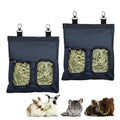 RIOUSSI Guinea Pig Hay Feeder, Hanging Rabbit Hay Feeder Bag. PureBlack,2Ct | Upgraded Double Layer Fabric | Bite Resistant | Cleaner Hay & Less Mess | Small Animal Hay Holder for Bunnies & Chinchillas - color: Black-2pack