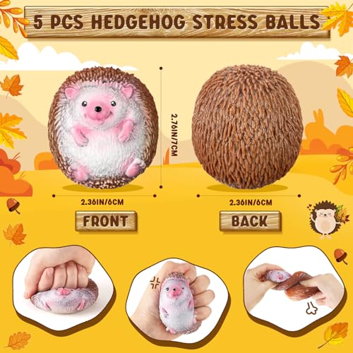 Gemscream 5 Pcs Hedgehog Stress Balls for Adults Funny Stress Reliever Squeezable Mini Hedgehog Foam Balls Funny Employee Appreciation Gifts
