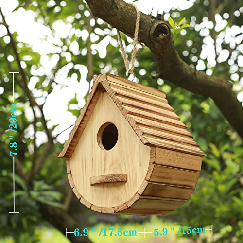 Bird House for Outside,Wood Birdhouses Outdoor, Wooden Bird House Bluebird Finch Cardinals Hanging Birdhouse for Garden Viewing