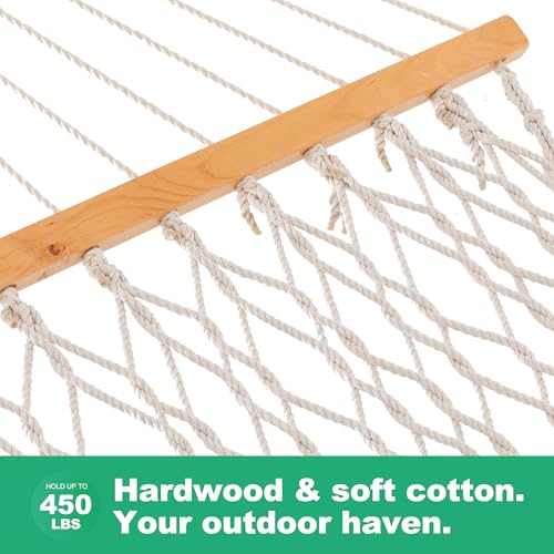 GAFETE Rope Hammock for Outside 2 Person, Handwoven (Natural Beige, Medium) - color: Natural Beige, size: Medium