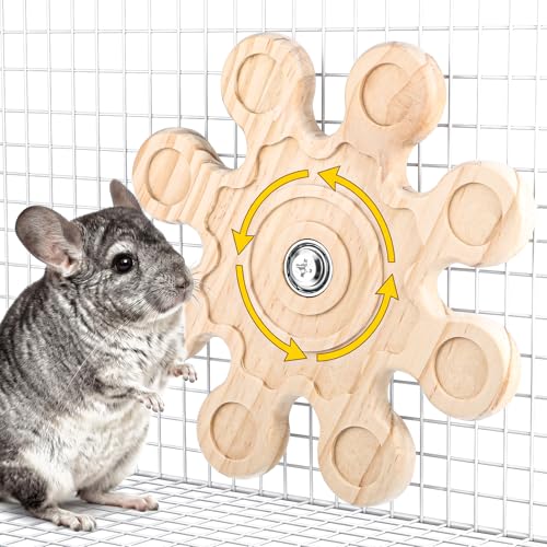 Chinchilla Toys Chinchilla Cage Accessories Wheel Rotating Chinchillas Cage Accessories for Teeth, Interactive Enrichment Toy, Hanging Exercise Chinchillas Toy for Cages for Playtime Spinner