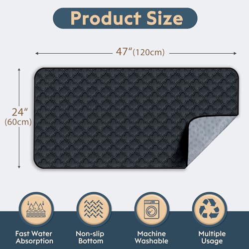 FunFurry Washable Guinea Pig Cage Liner - 2 Pack Reusable Washable Pee Pads，Waterproof Guinea Pig Bedding for Small Animal - Rabbit Bunny Hamster Puppy (Dark Grey, 24" X 47" - 2 Pack) - color: Dark Grey, size: 24" X 47" - 2 Pack