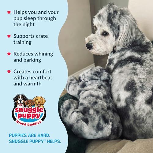 Snuggle Puppy Heartbeat Dog Toy for Puppies, Real-Feel Heartbeat, Calming Sleep Aid and Crate Training Comfort Toy with Heat Pack, Medium Breed Buddies Blue Merle (Australian Shepherd, Aussie) - color: Merle