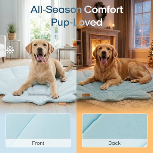 Dog Cooling Mat Washable Pet Cooling Mat, Self Cooling Mat for Dogs Large | 35" x 33", Thick Portable Foldable Cooling Pad for Indoor Outdoor, Crate, Travel, Camping and Beach - color: Blue, size: Medium