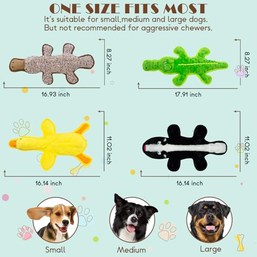 No Stuffing Dog Squeak Toys, 5 Pack Chew Toys for Small to Large Puppies | Durable Plush Puppy Teething Toys, Interactive to Keep Pets Busy, Toss Fetch Tug Play, Best Birthday Gift - color: Black, dark brown, green, yellow, coffee