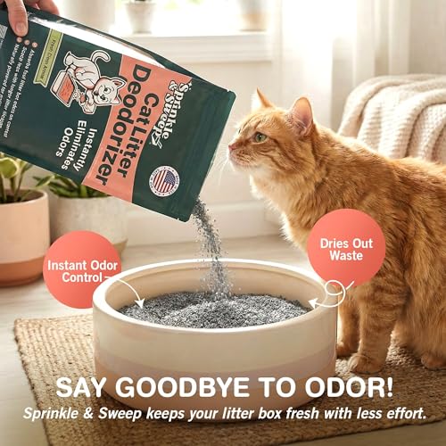 Sprinkle & Sweep: Litter Box Deodorizer Duo - 8oz Bag & Speed Sifter - Cat-Kitten Home Odor Neutralizer, Ultra-Absorbent Formula, Wood Handle Scooper - style: 1 Bag + Speed Sifter