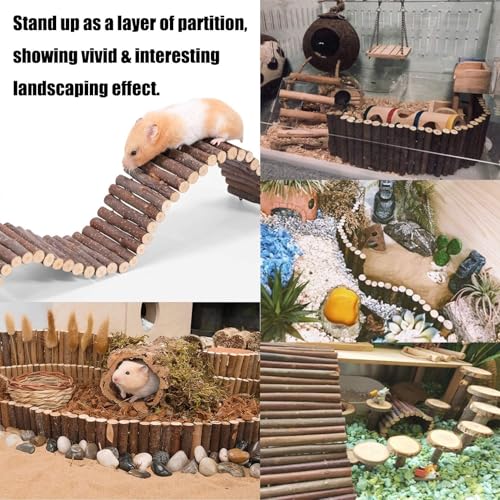 PINVNBY 2PCS Bendy Hamster Suspension Bridges(21.8in and 8.7in) Flexible Hamster Climbing Ladder Natural Wooden Bridge Hamster Cage Accessories for Guinea Pig Dwarf Sugar Glider Rat Mouse Chinchillas - size: L:21.7x2.8inches,8.6x4inches