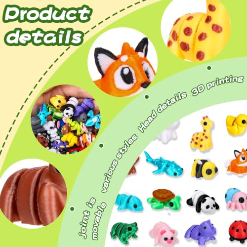 ywevyezc 52 Pcs 3D Printed Animals Set, Flexible Articulated Mini Sea Animal Figurines Fidget Toy Desk Pets, Ideal for Party Favors Birthday Gifts Office Desktop Home Decor - style: 52Pcs-3D Animals