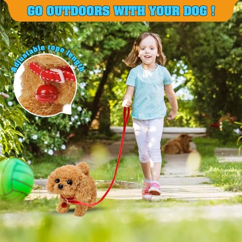 KSABVAIA Plush Teddy Toy Puppy Electronic Interactive Dog - Walking, Barking, Tail Wagging, Stretching Companion Animal for Kids Toddlers - color: Teddy Dog