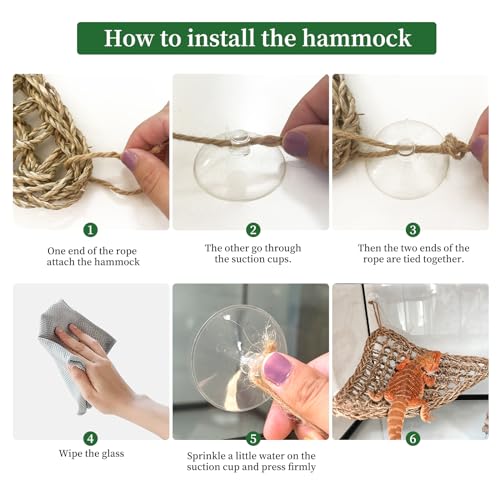 Reptile Hammock Corner Triangle 2 PCS,100% Natural Seagrass Fiber,Bearded Dragon Tank Accessories Habitat Decor for Lizard,Anoles,Iguanas,Chameleon and Hermit Crabs