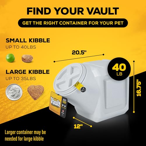 Vittles Vault Traditional Pet Food Storage Container For Dog Kibbles/Bird Seed/Oatmeal/Rice/Flour/Cereal, BPA Free Plastic, Sealed Airtight For Cat Food, Up To 40 lb, Made in USA, With Scoop, Gray - size: 40 Pounds