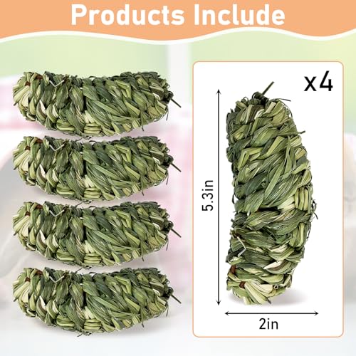 Hamiledyi Rabbit Chew Ball Bunny Timothy Grass Ball Natural Woven Chewing Toys Small Animal Activity Play Balls Chew Toys for Bunny Rabbits Hamster Guinea Pigs Chinchilla Gerbils 4PCS - style: Banana 4 PCS