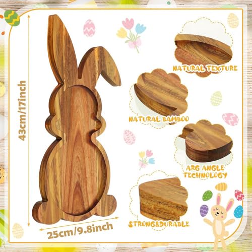 Farmhouse Bunny Serving Wood Trays (Set of 1),Nesting Rabbit-Shaped Wooden Charcuterie Serving Platters for Easter or Spring Rustic Decorative (Large Size) - size: Large Size