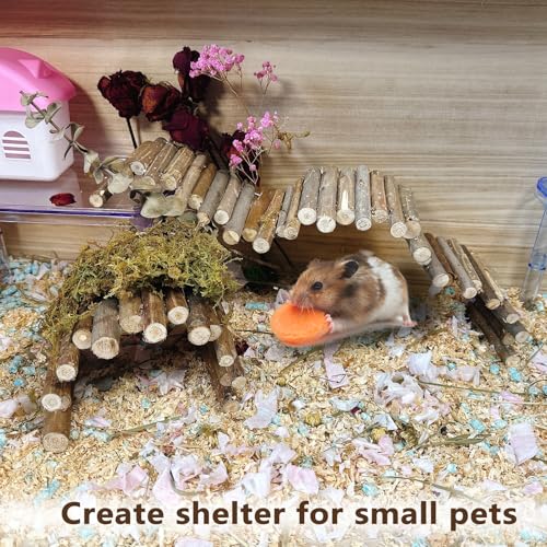 Bendable Hamster Bridge Fence 19.7&9.8In Wooden Hamster Ladder Rat ClimbingToys Cage Accessories for Syrian Hamster Gerbil Mouse