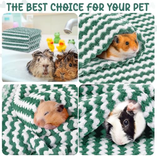 Moukeren 20 Pcs Guinea Pig Fleece Bedding Blankets Bulk Washable Small Animal Fleece Cage Liners Pet Sleeping Mat Cover for Hamster Chinchilla Rabbit Hedgehog (14 x 30 Inch,Modern,Dark Green) - color: Dark Green, size: 14 x 30 Inch, style: Modern