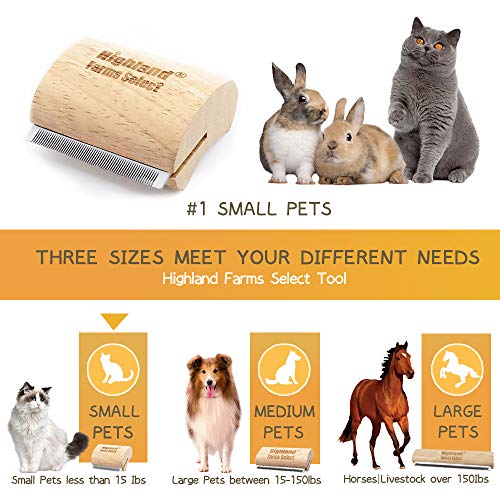 Deshedding Grooming Tool for Dogs, Cats & Horses, Ergonomic Design Wood Groom Brush, Professional Pet Groomer, Painlessly Remove for Short & Long Hair, Fur & Dirt - 2.5 Inches - color: S