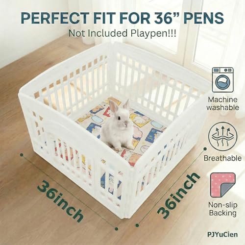 PJYuCien 36"x36" Reusable Playpen Training Pad for Puppies, Blue | Ideal for Small Animals, Dog Crate Pad, Travel Mat, Sofa Protector, Non-slip Dotted Bottom, Machine Washable - color: Pink Rabbit, size: 36"x36" (1 Pack)