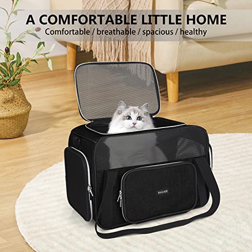 BAGLHER Pet Travel Carrier, Cat Carriers Dog Carrier for Small Medium Cats Dogs Puppies, Airline Approved Small Dog Carrier Soft Sided, Collapsible Puppy Carrier. Black - color: Black