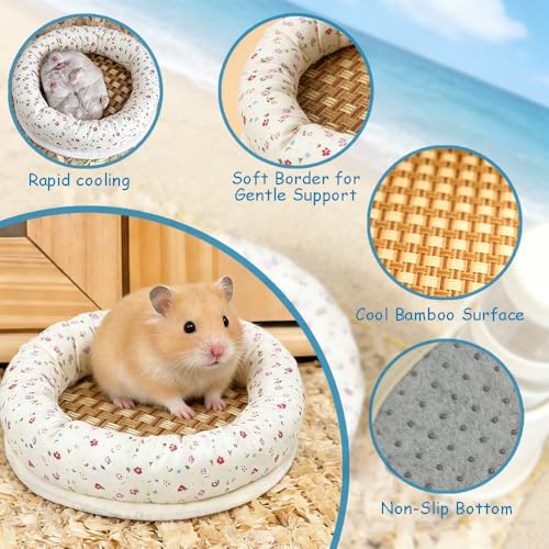 OULIGET Hamster Bed Cooling Mat,Cute Small Animal Bed Soft Sleeping Pad,Breathable Small Pet Self Hot Day Bed Blanket for Rabbit Bunny Hedgehog Hamster Stay Cool