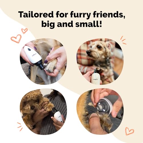 LuckyTail Pet Nail Grinder for Dogs and Cats - Super Quiet and Low Vibration Electric Dog Nail Grinder with 2 LED Lights - USB Rechargeable and Cordless - 2 Speeds - Small to Large Pets - color: White
