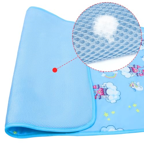 Summer Pet Cooling Mat - Cat Dog Cushion Pad Sleeping Cool Castle Comfortable Soft for Pets Kids and Adults (Blue Castle, S) - color: Blue Castle, size: S: 15.5'' x 19.5''