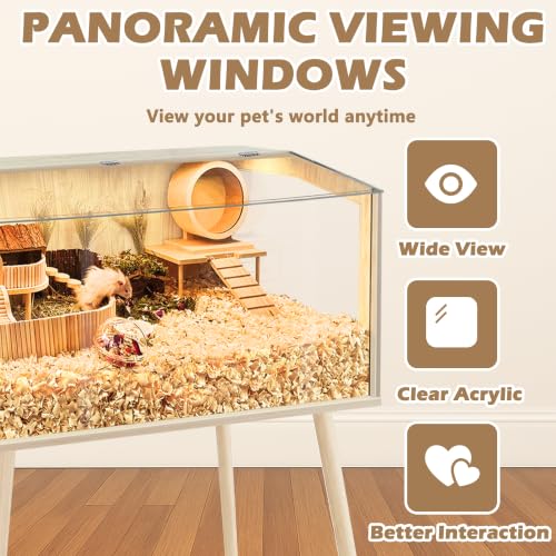 PROLEE Hamster Cage with Legs, Guinea Pig Cages Chew Proof, Hamster House, Hamster Cages and Habitats with Lockable Design, Small Animal Cage, 32" L x 16" W x 40" H - size: 32.0"L x 16.0"W x 40.0"H