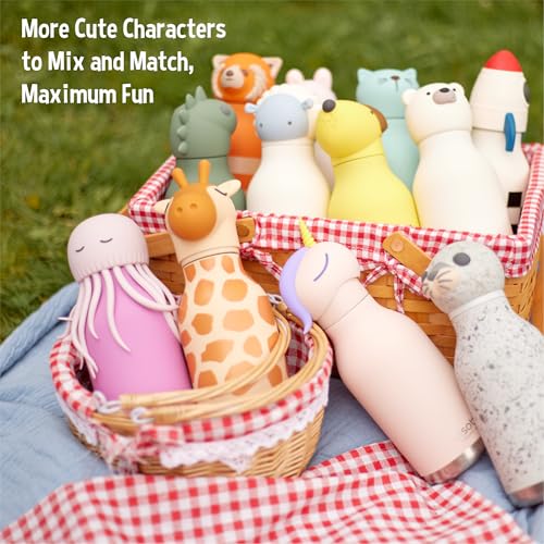 Bestie Replacement Head, Detachable Soft Silicone Character Topper, Straw | Fits the 16 oz Insulated Bottle, Easy to Swap & Clean, BPA Free - color: Sheep Replacement Head