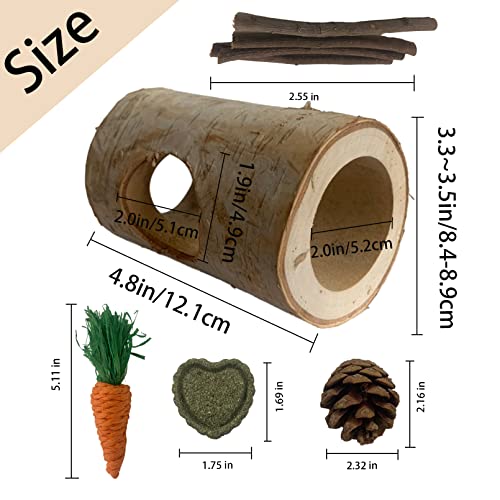 Wooden Hamster Tunnel Natural Birch Wood Tree Holes Tube Small Animal Hollow Trunk Hideout Exercise Dwarf Mice Chew Toys Cage Accessories for Chinchillas Guinea Pigs Dwarf Mouse Rat(10Pcs) - size: 【10Pcs】