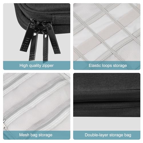 Electronic Accessories Organizer Carry Bag, Travel Cable Organizer Pouch, Watch Band Storage Case, Double Layers Oxford Cloth Watch Strap Holder for Cord, Charger, Phone, Earphone, USB Cable (L) - size: L