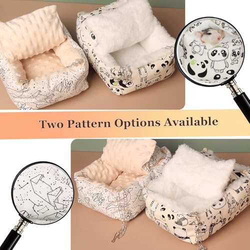 Sugar Glider Bonding Pouch,Hamster Bed with Beaded Fleece Lining,Syrian Hamster Habitat Mini House,Play and Sleeping - Pet Hideout