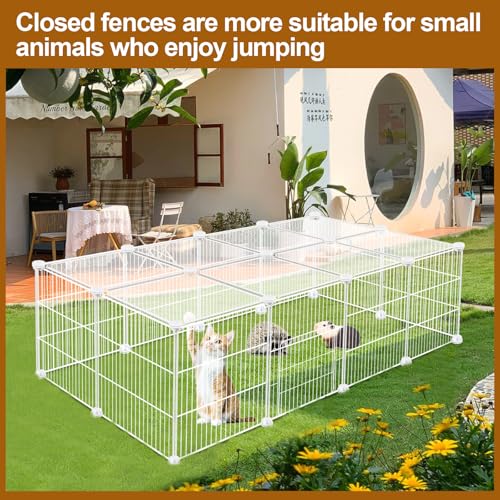 VISCOO 20 Panels Small Animal Playpen, Pet Playpen, Guinea Pigs Cages | C&C Cage, Rabbit/Bunny Cage, Puppy Play Pen, Indoor Outdoor Portable Metal Wire Yard Fence(White) - color: White, style: 20 Panels- 48"L x 24"W x 16"H