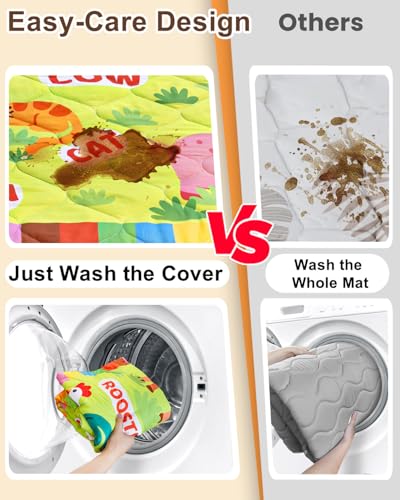 Foam Baby Play Mat, 71x59 Playpen Mat with Removable Cover | Machine Washable Cover, Thicken Cushioning Playmats for Baby, Non-Slip Bottom, Easy to Clean for Infants, Farm - color: Farm, size: 71" X 59"
