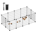 SONGMICS Pet Playpen, Small Animal Cage, Pet Fence with Cable Ties, DIY Metal Enclosure for Guinea Pigs, Hamsters, Rabbits, Hedgehogs, Black ULPI001B01 - color: Black, size: 48.4"L x 24.8"W x 16.1"H, style: 12 Panels