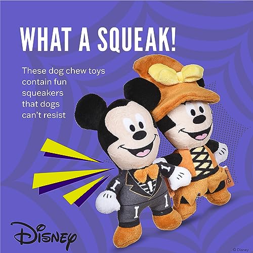 Disney for Pets Mickey & Minnie Mouse Halloween Plush Dog Toys, 6 in, 2 Pk | Skelly suit and witch costume designs, officially licensed Disney product, for Halloween fun, 2 pc set - color: Mickey & Minnie, size: 9 Inch - 2 Pack