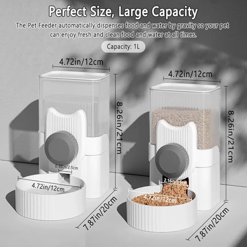 kathson Rabbit Feeder for Cage,Bunny Water Bottle,Pet Food Dispenser,Grey | Gravity Automatic Guinea Pig Feeder Waterer Set,Hanging Small Pet Food Bowl Feeding Station for Ferret Chinchilla Cat Puppy - color: Grey
