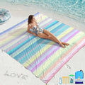 BYDOLL Beach Blanket Waterproof Sandproof,78''X81''/78''X110'' Large Sand Free Oversized Lightweight Sand Resistant Blanket, Picnic Mat for Beach Travel Camping Hiking Essentials - color: Rainbow, size: 78''X81"