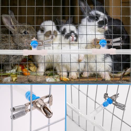 Automatic Rabbit Watering System, Gravity Fed Rabbit Waterer Kit | Rabbit Water Dispenser Includes 6 Sets of Rabbit Water Nipples Drinkers and 16 Feet of ID 5/16" Hose - size: 6 pcs