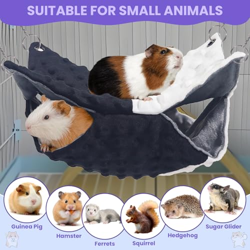 YedsIntu 3 Pcs Guinea Pig Hammock, Rat Ferret Hamster Hanging Hammock Guinea Pig Accessories for Small Animals Chinchilla Parrot Sugar Glider Ferret Squirrel (11"×11") - color: Purple + Pink, Purple + White, Black + White