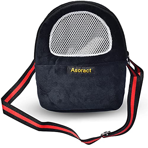 Hamster Carrier Bag, Upgraded Small Animal Bonding Soft Hedgehog Pouch Portable Outgoing Travel Bag with Adjustable Strap and Breathable Mesh for Squirrel Mice Sugar Glider Etc (Black, L) - color: Black, size: 8.3"L x 4.3"W x 7.9"H