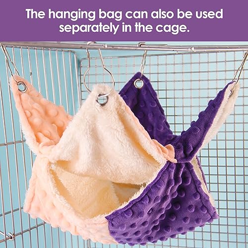 Guinea Pig Hammock,Double Ferret Rat Hammock with Stand,2PCS Hanging Soft Small Animal Toys Sleeping Bed with Durable Wooden Stand for Chinchilla Bunny Hiding and Playing