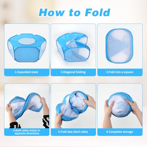 Rypet Guinea Pig Playpen Pop-Up, Outdoor Yard Fence for Small Pets,TentBlue | Breathable 360° Mesh View, Pops Open Fast, 47 x 15 in Play Space, Folds Flat for Travel, Rabbits Hamsters Hedgehogs - color: Blue, style: Enclosed Playpen